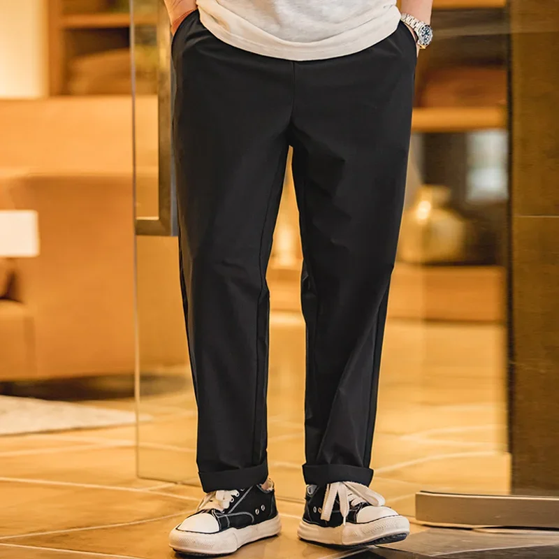 Maden Lightweight Casual Suit Pants Men's Stretch Wrinkle-Resistant Chinos Pants Straight-leg Trousers for Spring Fall Commuter