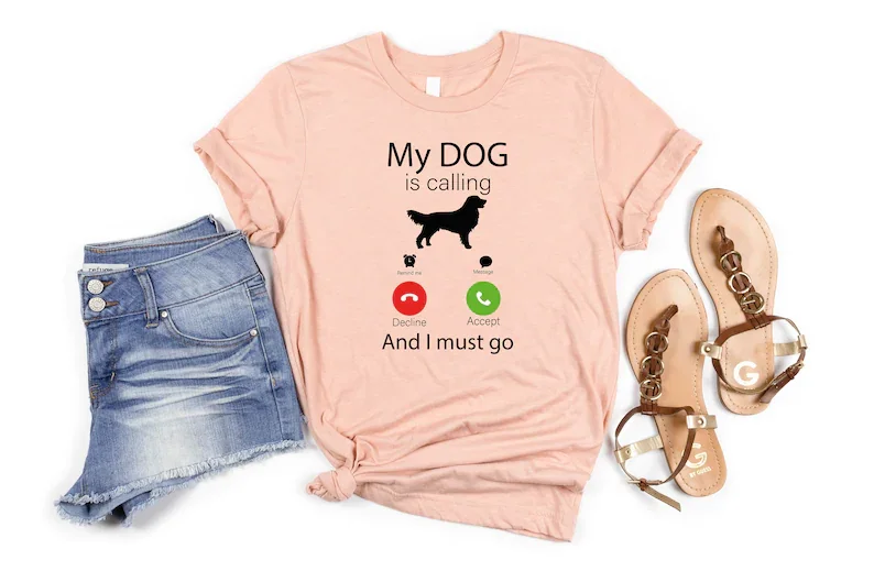 My Dog is Calling and I Must Go Dog Lover Sarcastic Dog Gift 100% Cotton Short Sleeve Top Tees O Neck Streetwear harajuku y2k