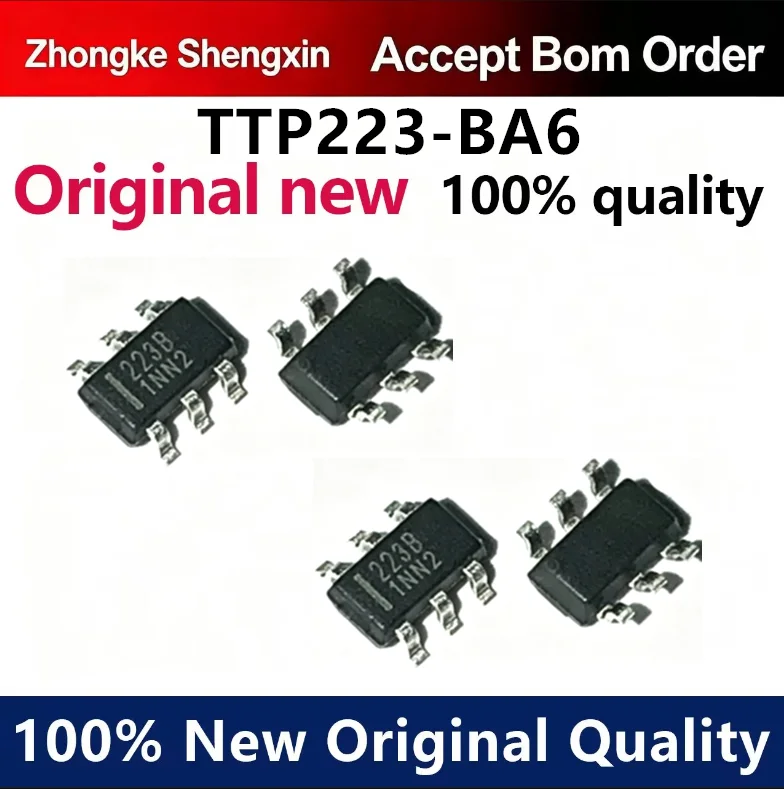 （5pcs-10pcs）TTP223-BA6 silk screen 223B Tongtai single key touch IC capacitor touch button chip SMT SOT23