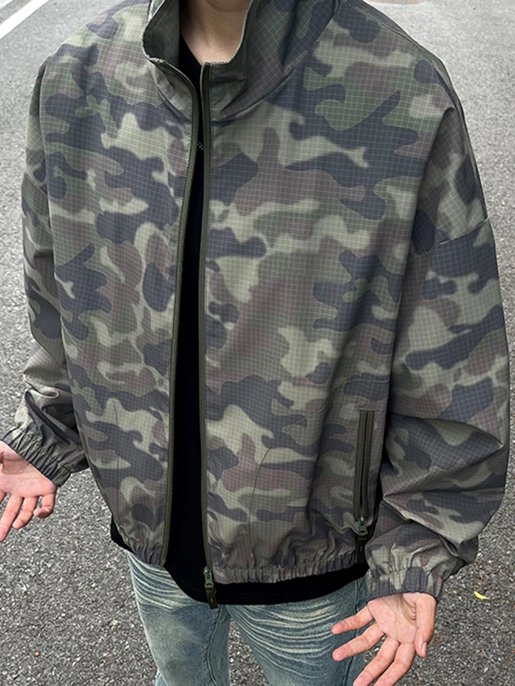 

Камуфляжная летная куртка American Sle, мужская весенне-осенняя ор Boxy oulder, широкая рабочая одежда, пальто, модный брендовый воротник-стойка...