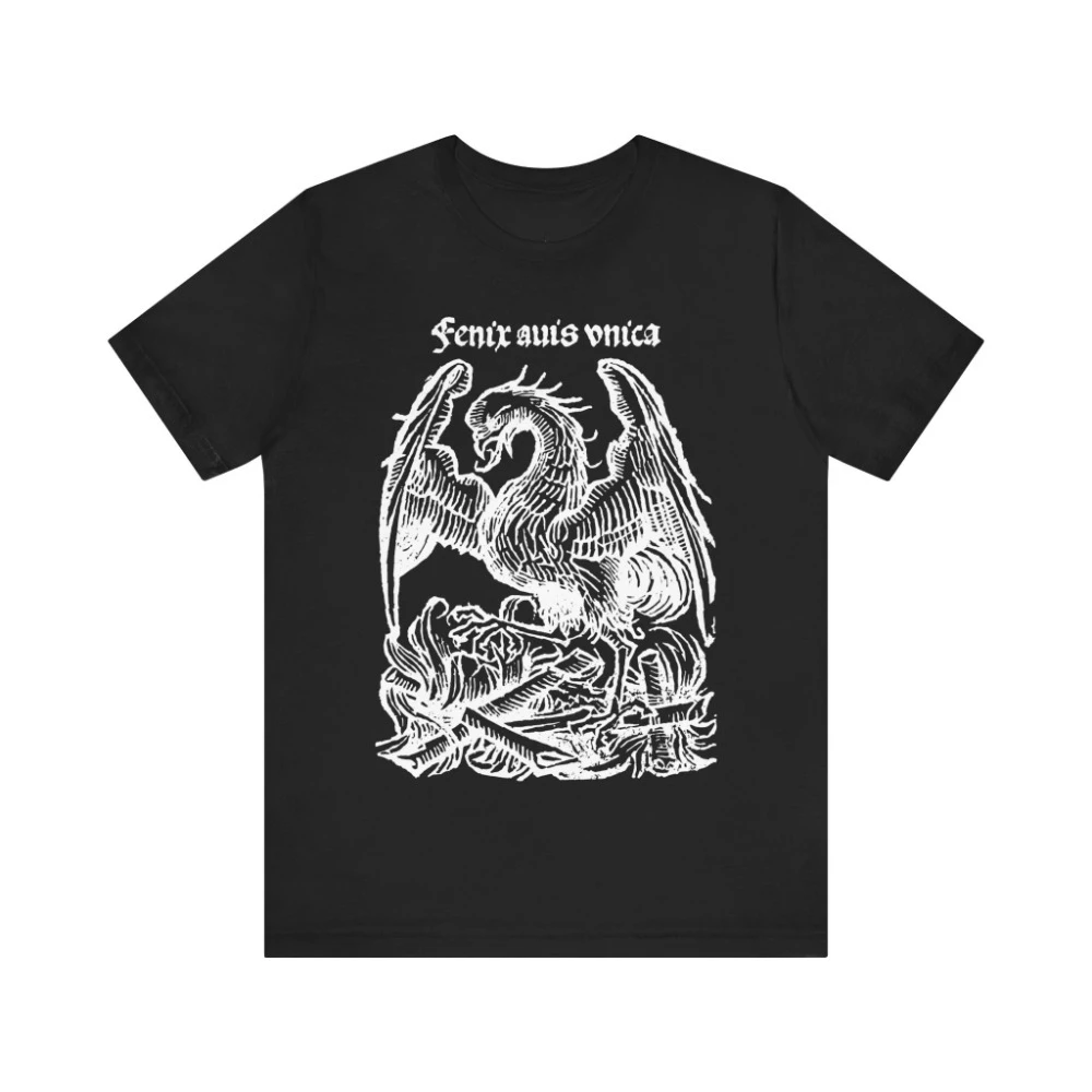 Phoenix Mythical Creature T-shirt Vintage Gothic Tshirt Goth Shirt Medieval Woodcut Mythology T Shirt Men's T-shirts for Summer