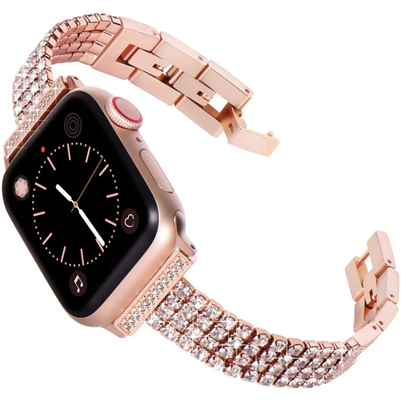 Stainless Steel Strap Diamond Strap For Apple Watch Ultra 2 Band 49mm 45mm 41mm For iWatch Series 9 8 7 6 SE 44mm Bracelet Case