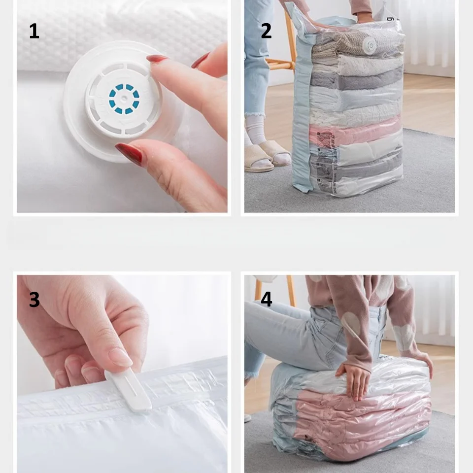 Neue Vakuum-Aufbewahrungsbeutel ohne Pumpe, große Kompressionsbeutel für Kleidung, Bettdecken, Decken, platzsparende Würfel-Kompressionsbeutel – Detail 3