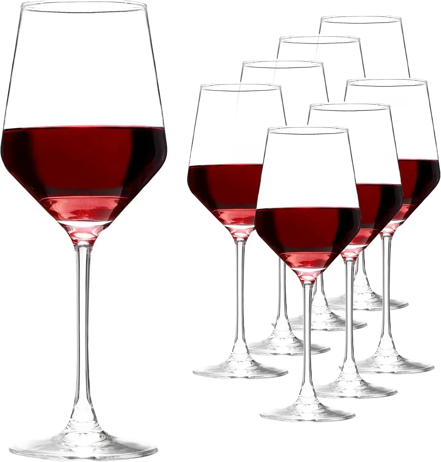 

Wine Glasses (Set of 8, 17 Oz), Clear Wine Glasses for Red Wine, Smooth Rim, Dishwasher Safe