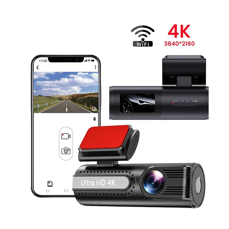 Dual Lens 4K Dash Camera Front And Rear Dashcam Wifi Connecting Built-in GPS Tracking Night Vision Car Monitor Truck Vehicle DVR