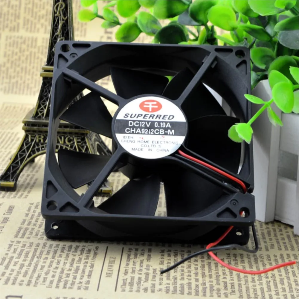 لمروحة تبريد Superred 9225 9 سم ذات كرة مزدوجة، CHA9212CB-M 12V 0.19A PC Cases، والخوادم، وتدفق هواء فعال