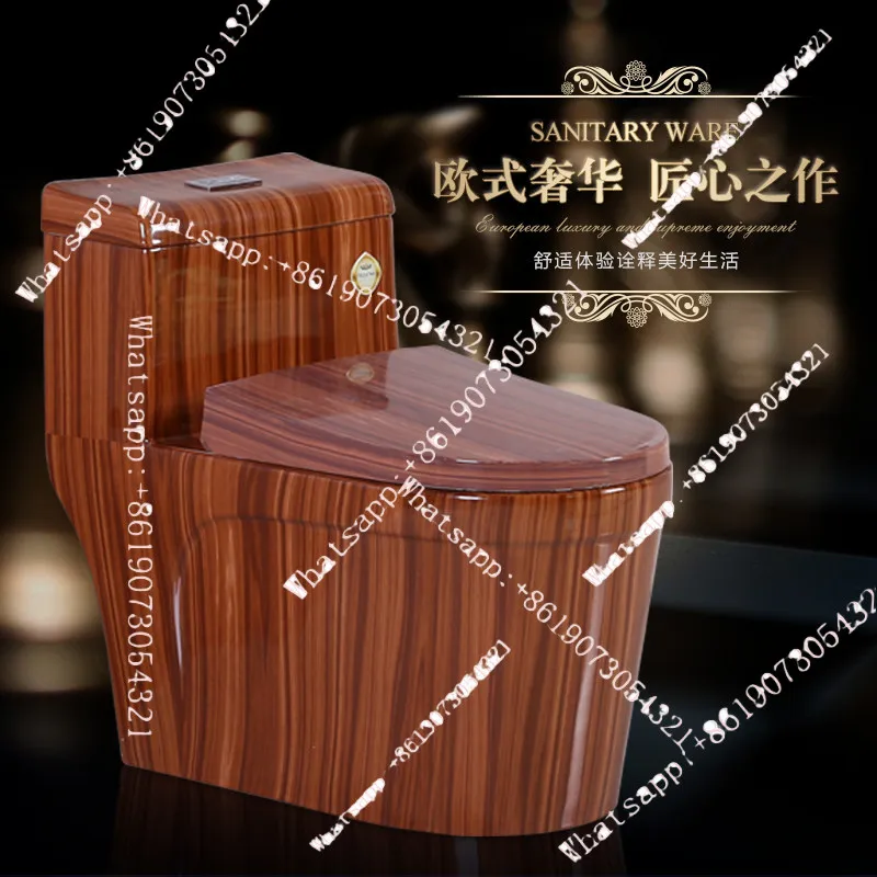 

Wood Grain Toilet Household Flush Toilet Marble Pattern Color Personalized Toilet Super Swirl Water Saving Large Diameter