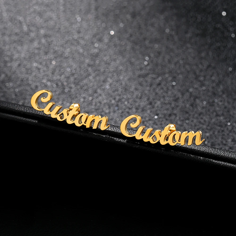 Custom Name Punk Stud Earrings Image 1