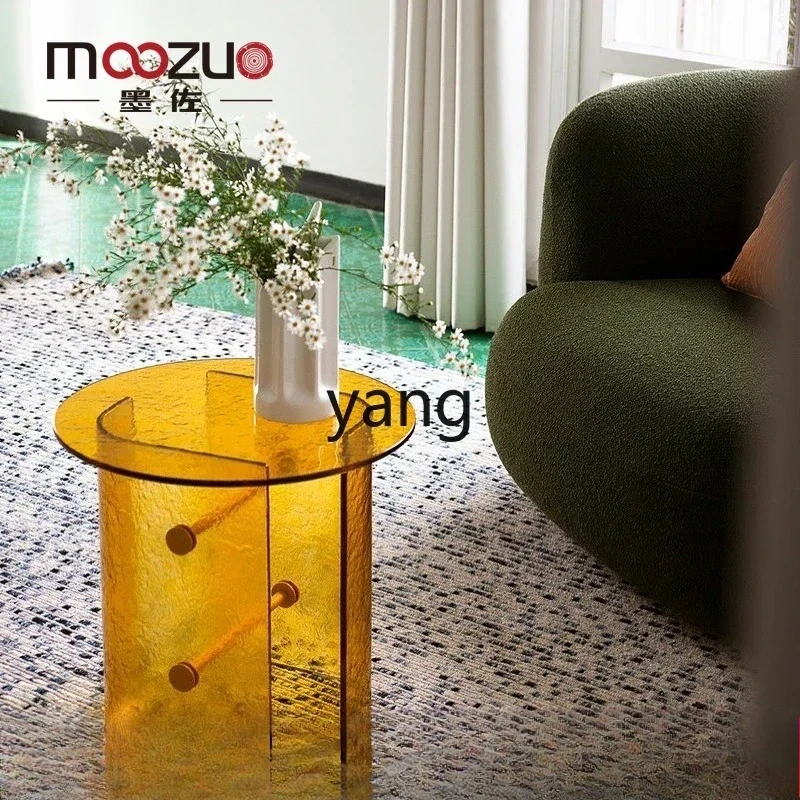 LMMMmodern simple hot melt water ripple round coffee table household multi-color sofa side table