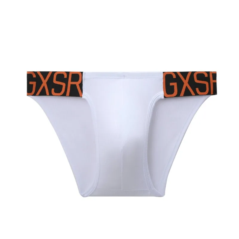 GXSR men's triangular ice silk underwear low waist breathable high fork sports elastic hip lift comfortable briefs