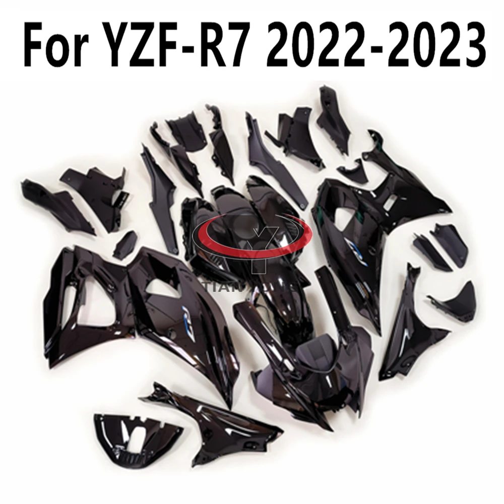 Motorcycle Cowling Accessories For Yamaha R7 2022-2023 YZF-R7 Full Fairing Kit All Shiny Black ABS Injection Customize