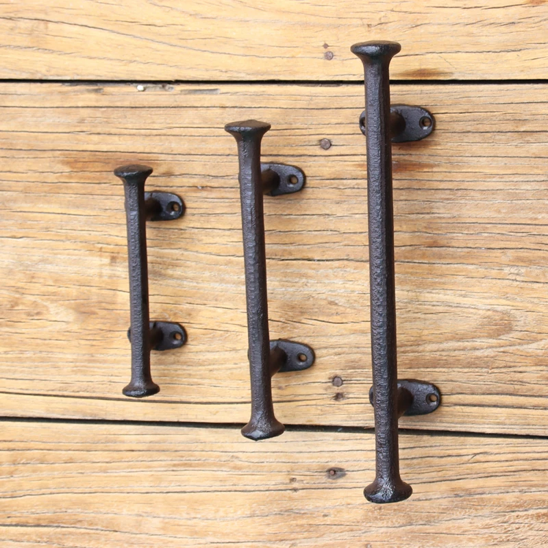 Large Black Classical Nostalgic Handmade Old-fashioned Cast Iron Handle Wooden Door Wardrobe Simple Door Handle 30.5x5.2cm