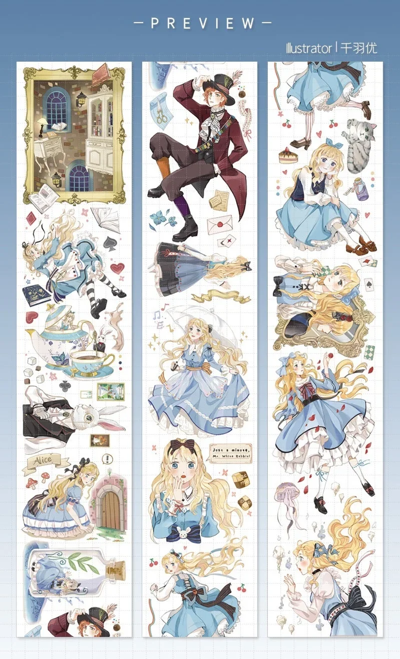 1 Loop Alice Girl New PET Tape Fairy Tale Character Collage