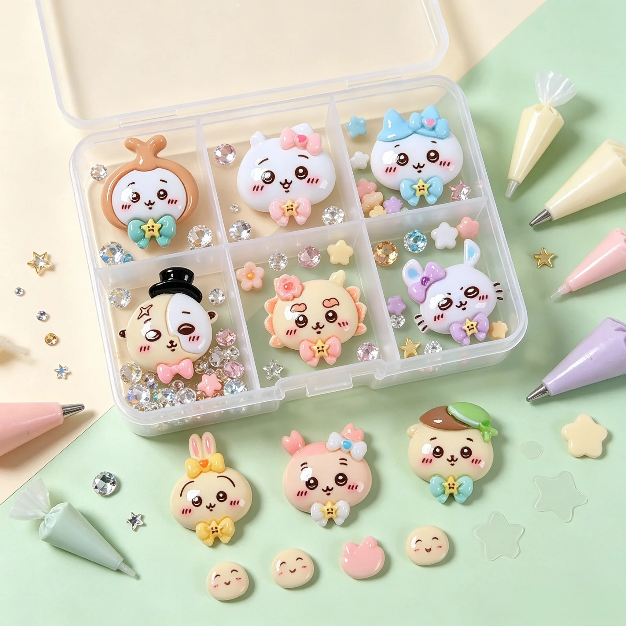 100Chiikawa Cartoon DIY Resin Accessories Jewelry Hachiware Usaki うさぎ Handmade Hairpin Mobile Phone Case Shoe Buckle Accessories