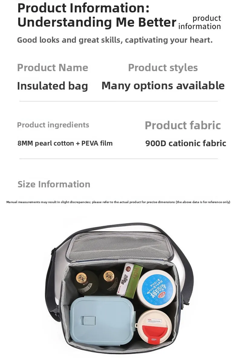 Isolierte Tasche, große Picknicktasche für den Außenbereich, isolierte Umhängetasche aus Oxford-Stoff, verstärkte Kühltasche mit Aluminiumfolie. – Detail 9