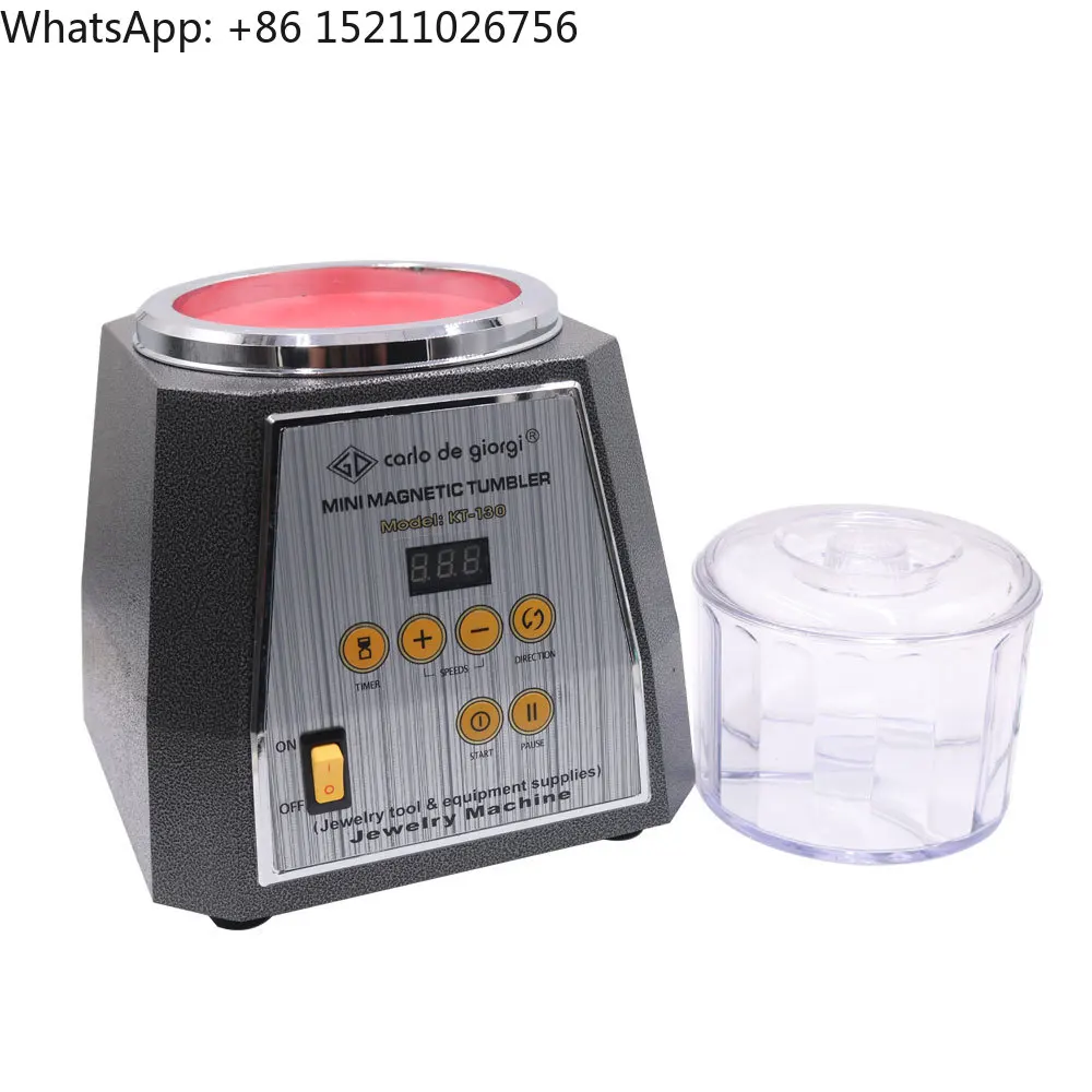 

KT-130 Gold Polisher Magnetic Tumbler Polishing Machine for Platinum Silver Stainless Steel Jewelry Rotary Finishing Tool