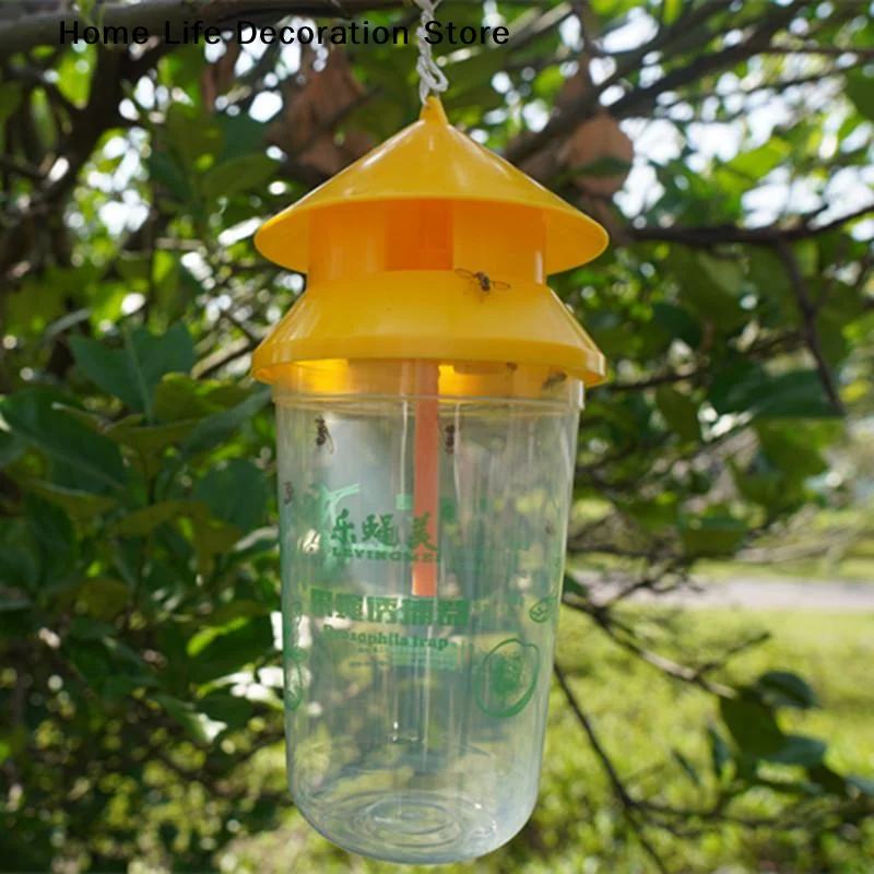 【H】1Pcs Multipurpose Kitchen Yard Pest Tool Fruit Fly Trapper With Attractant Hanging Fly Traps Bottles Reusable Catcher