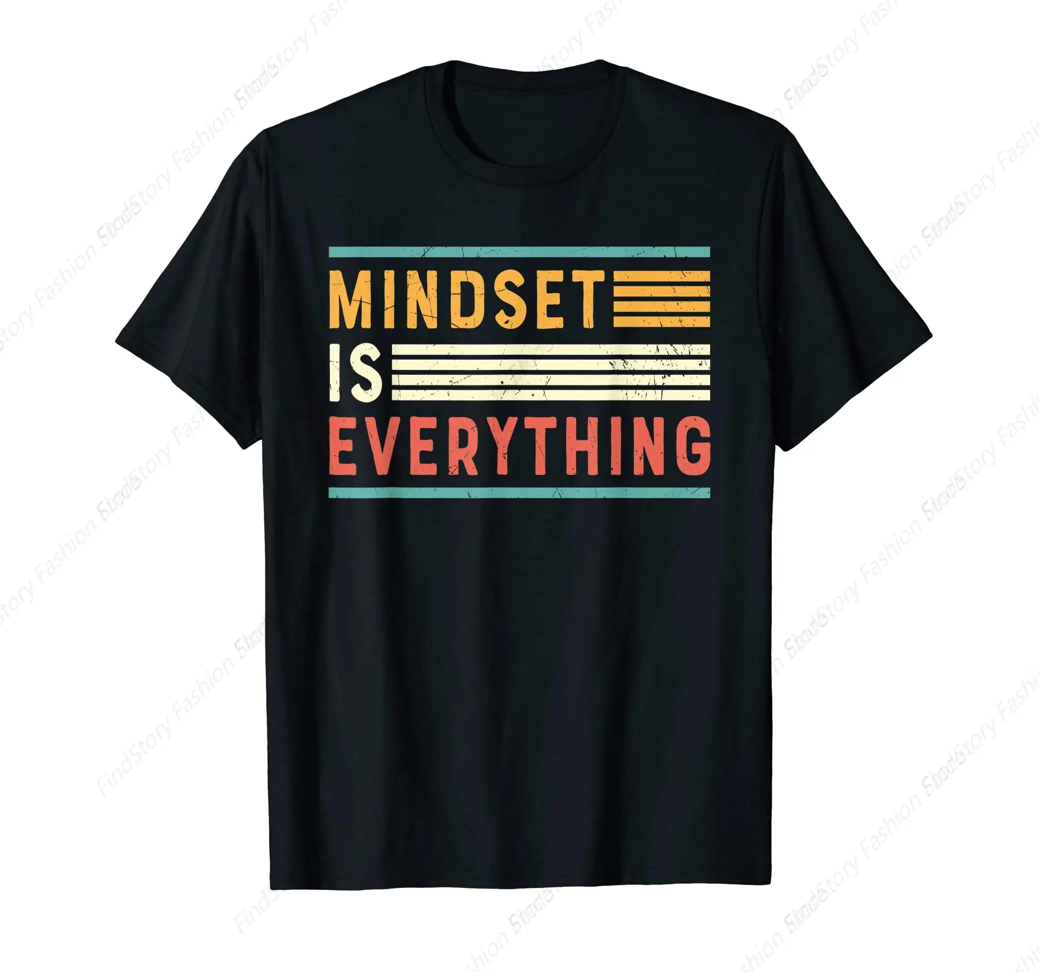 Everything Is Mindset Inspirational T-Shirt for Men Cotton Vintage Short Sleeve O Neck Sports New Trend Tops Tee