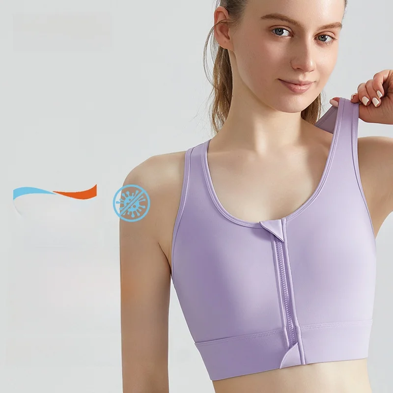 

Lahn Women's Yoga Sports Vest Fitness All-In-One Cup Front Zipper I-Shaped Beautiful Back Outer Wear Sports Bra