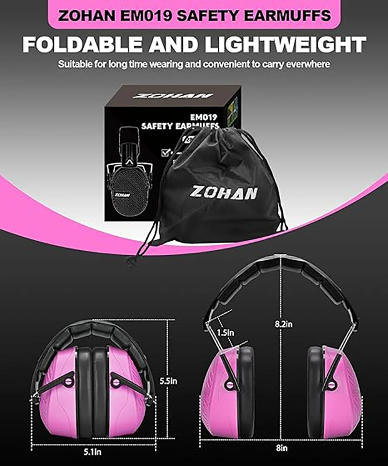 ZOHAN Earmuffs Shooting Ear Protector Hear Protection Passive Muffs Safety Noise Reduction Cancelling Headphone NRR28db