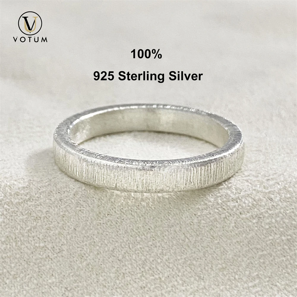 Votum 925 Sterling Silver Pinkie Finger Ring Unisex Women Small Size S925 Brushed Rings Man Lucky Gift Minimalist Fine Jewelry