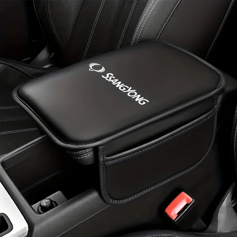 Almohadilla para reposabrazos de coche con soporte para teléfono para Ssangyong Musso Korando Rexton Torres Kyron Actyon Tivoli Rodius M200