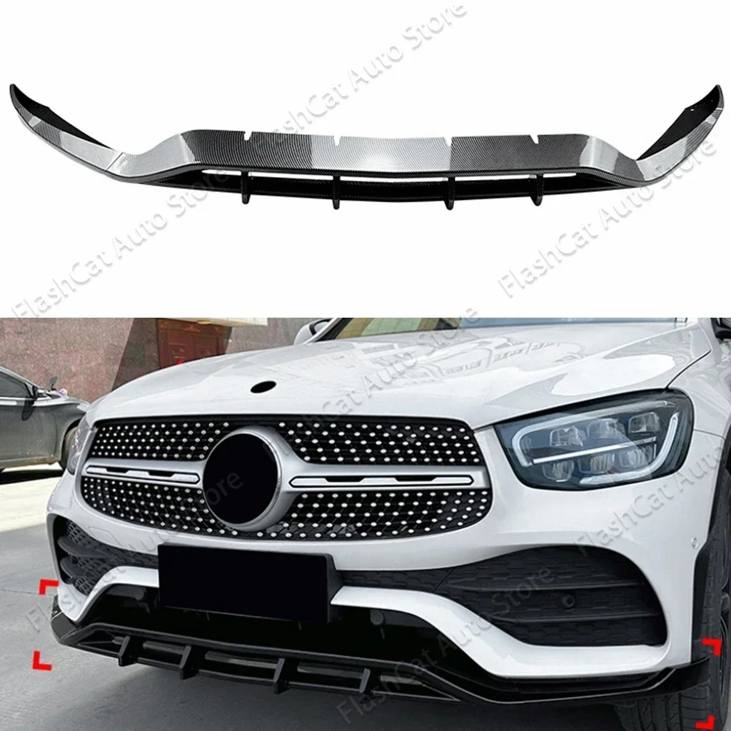 X253 Car Front Bumper Lip Body Kit Spoiler Canard For MercedesBenz GLC Class GLC200 GLC260 GLC300 AMG 2020 2021 2022 Black Trim