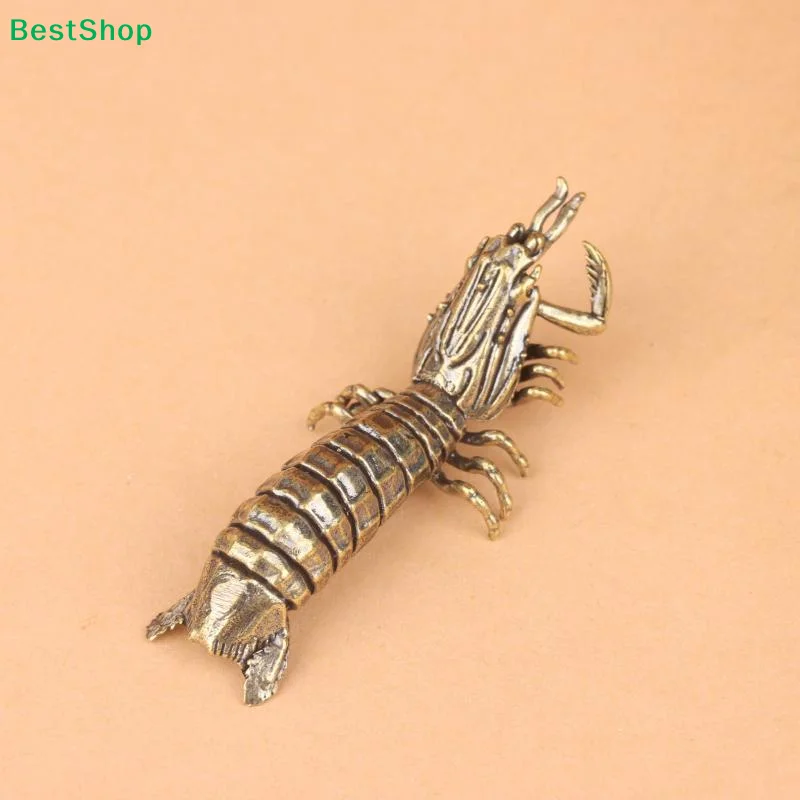 Brass Mantis Shrimp Figurine Desktop Ornament Marine Organism Lobster Small Statue Micro Landscape Decoration Crafts Accessories