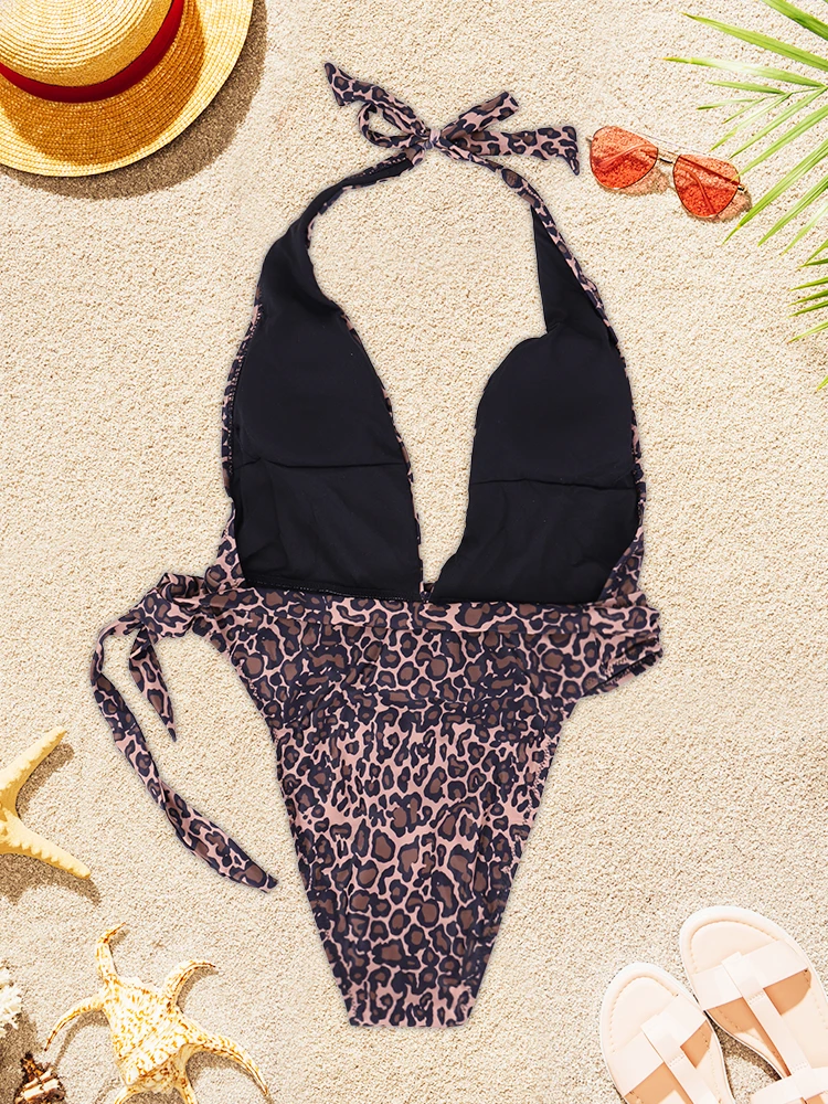 New Sexy Leopard Printed One Piece Swimsuit Women Bikinis Swimwear Slim Backless Bathing Suit Summer Holiday Swimwear For Lady