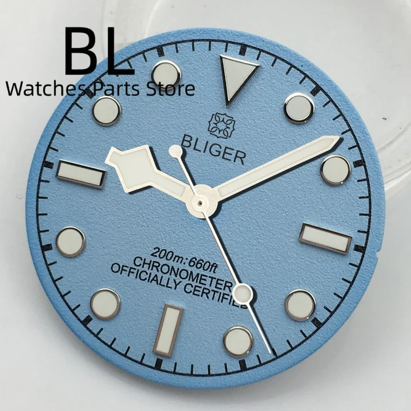 BLIGER مخصص Logo29MM القطبية الأزرق متجمد ساعة الطلب ندفة الثلج الأيدي مجموعة صالح 39mm40mm الحال بالنسبة لحركة NH34 NH35 ETA2824 PT5000