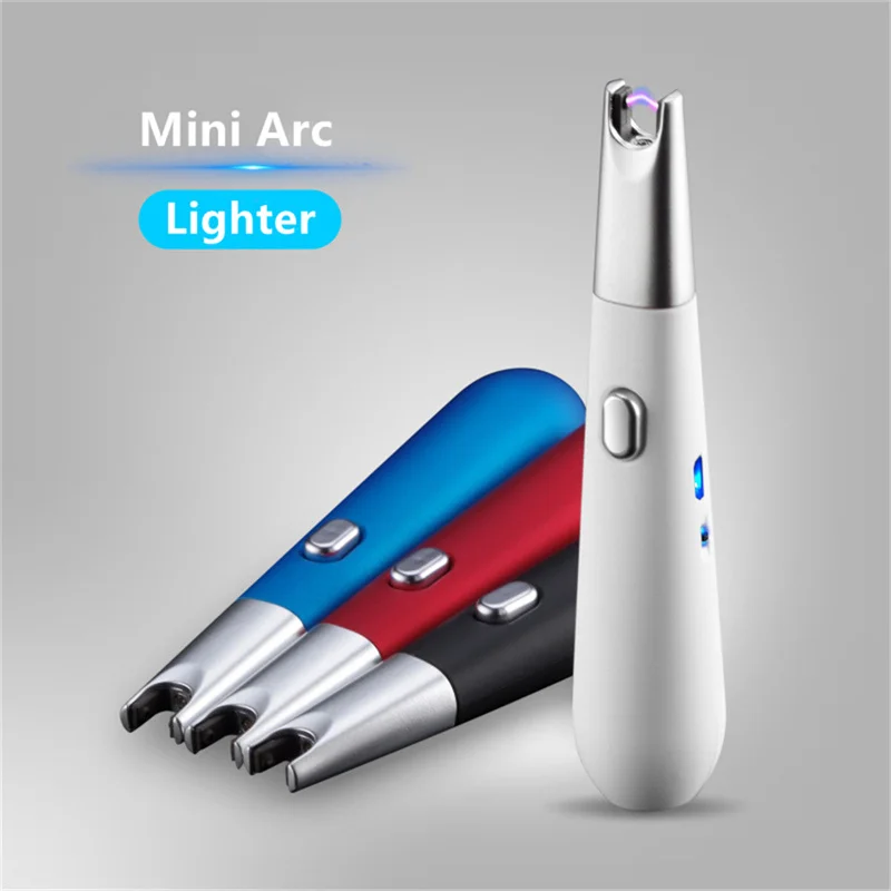 Electric Mini Curved BBQ Lighter USB Windproof Flameless Plasma Ignition Torch Kitchen Lighter Gas Lighter for Candle Gas Stove