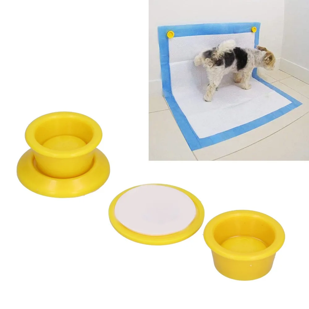 2 pieces Yellow Pee Pad Holder Suction Round Pet Pee Pad Sticker Multi size Compatible 2 Piece Set Pet Training Pad Clip