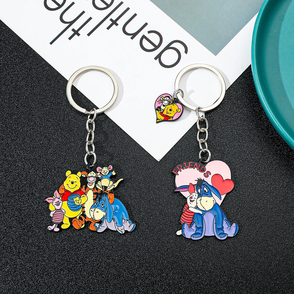 ديزني بوه الدب تيجر المفاتيح الكرتون خنزير صغير Eeyore Keyrings لأفضل الأصدقاء على ظهره اكسسوارات الهدايا
