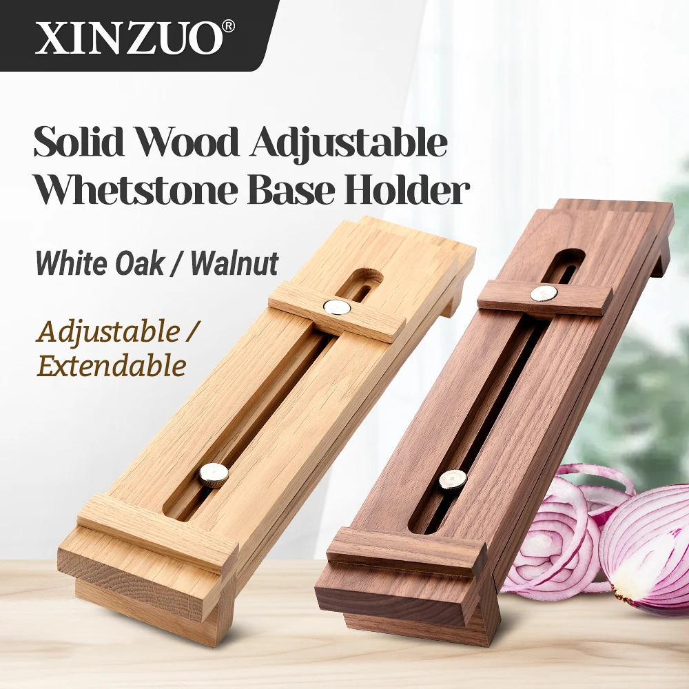 XINZUO Solid Wood Adjustable Whetstone Base Holder White Oak/Walnut Universal Sink Bridge Grinding Stone Base For Home Kitchen