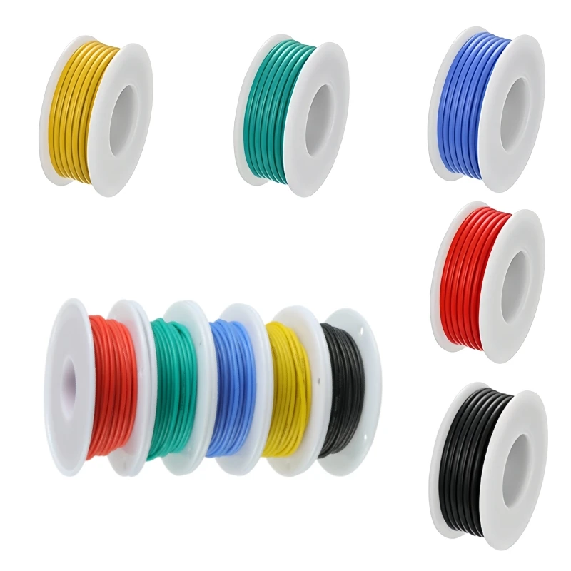 Image of 5 m 18 AWG Silikon-Elektrokabel, flexible Kupfer-Verbindungsdrahtspule für DIY-Elektronik