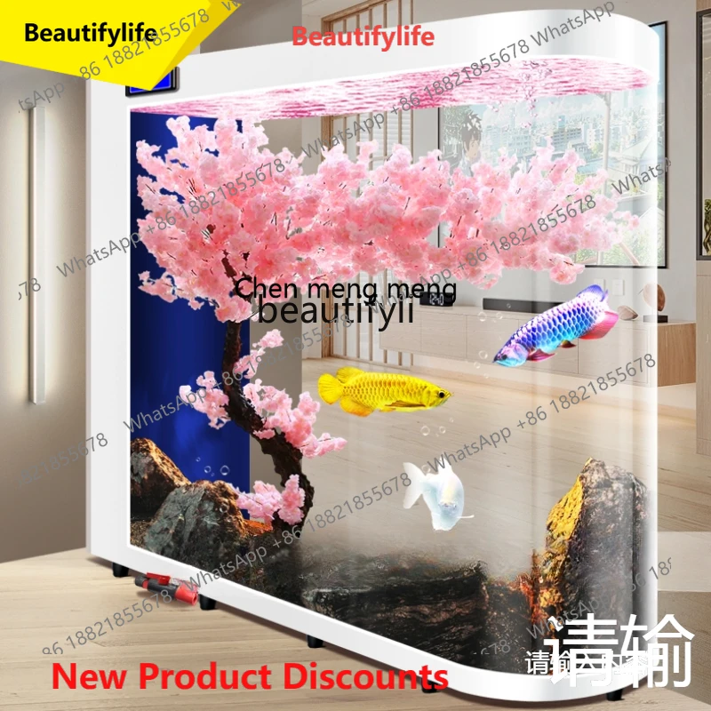 

P178 Fish Tank Living Room Floor Bullet Subareas Screens Aquarium Household Ecological Glass Fish Globe