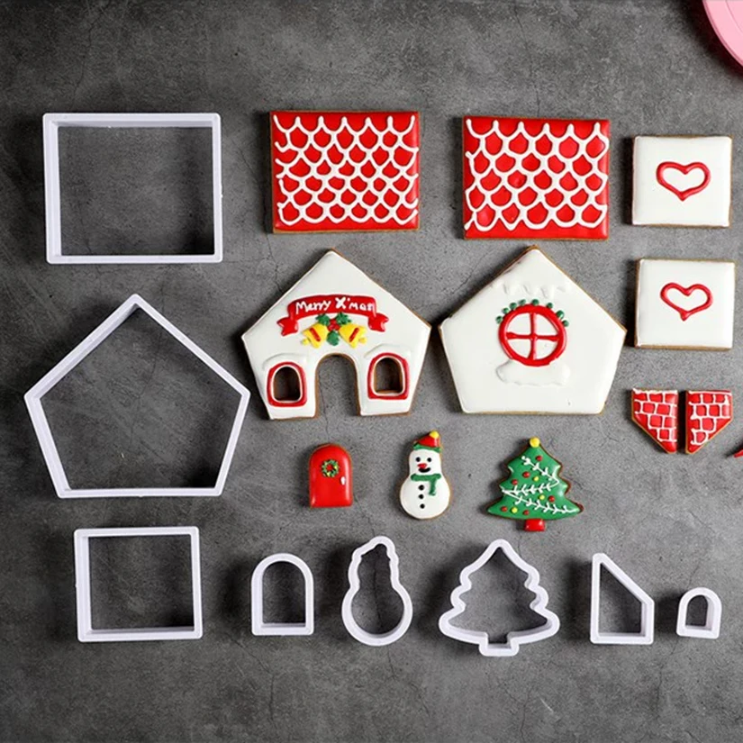 Gingerbread House Christmas Unicorn Cake Cutter Cookie Biscuit Mold Kitchen Fondant Decorating Tools