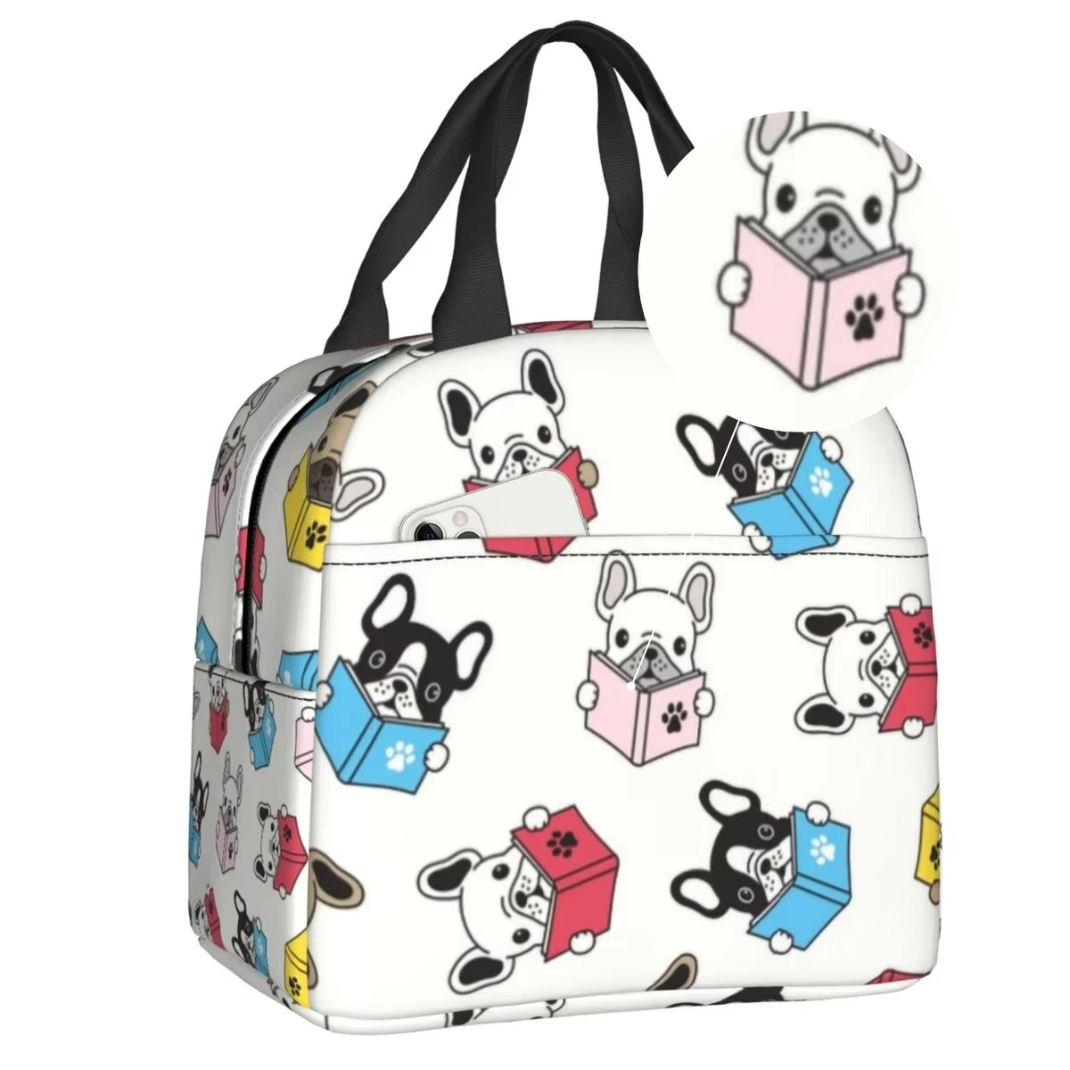 Custom French Bulldog Lunch Box Women Leakproof Frenchie Lover Cooler Thermal Food Insulated Lunch Bag School Children Student