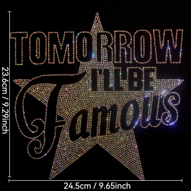 

Sparkling Colorful Star with Inspirational Quote Rhinestone Heat Transfer for Tops, Bags and Motivational Home Decor​