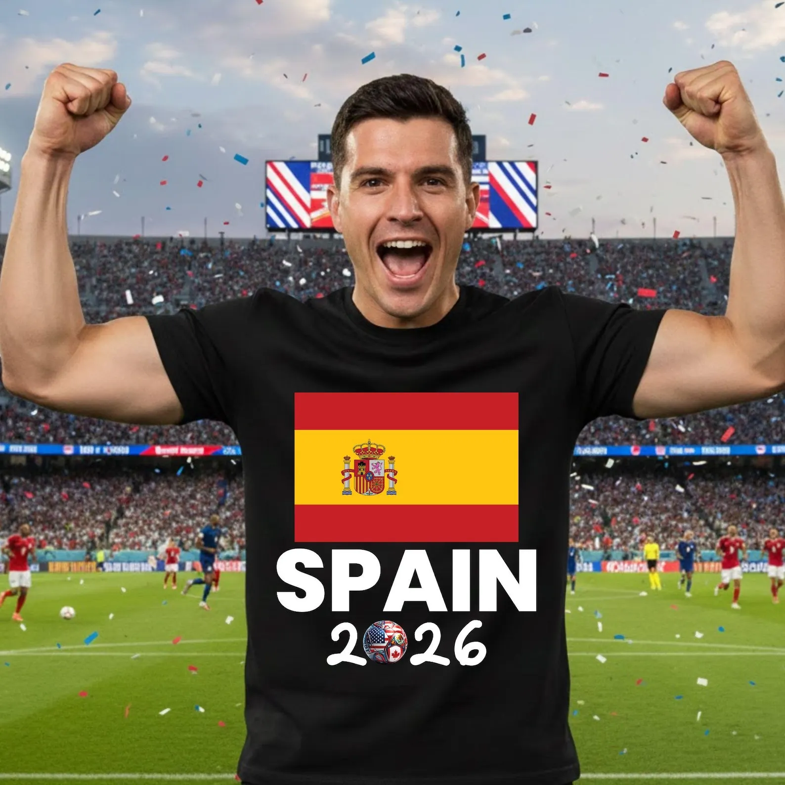 Camiseta España 2026 para Fanáticos del Fútbol, La Roja, Regalo de Fútbol Español, Ropa Unisex para Jugadores y Aficionados