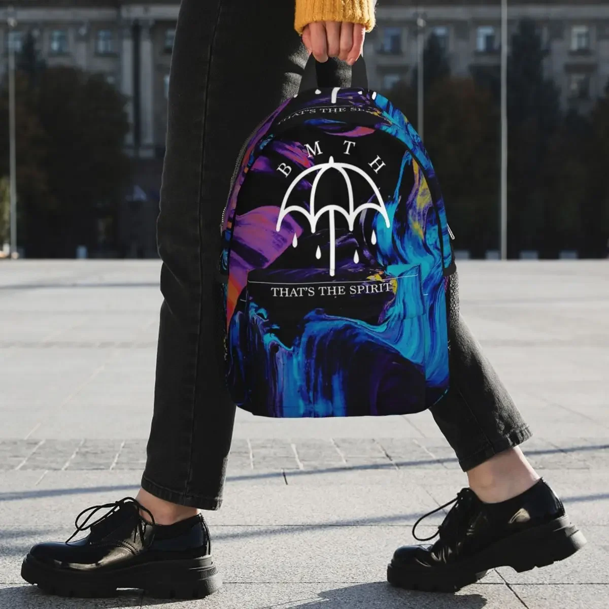 Mochila con paraguas Splash Bmth para adolescentes, morral escolar de dibujos animados para estudiantes, bolso de hombro para ordenador portátil de gran capacidad