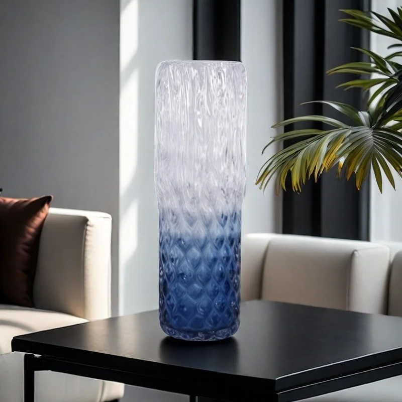 Modern art gradual change rhombus pattern glazed vase ornament living room entrance desktop decoration home countertop flower wa