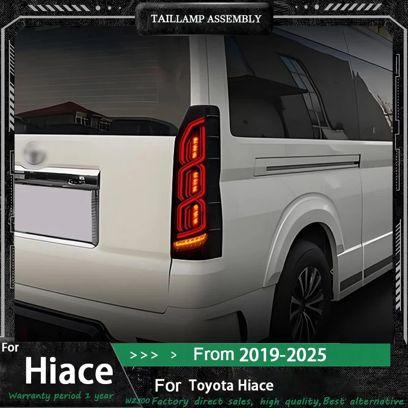 سيارة ضوء لتويوتا هايس 300 200 سلسلة المصابيح الخلفية 2005-2025 مصباح ليد خلفي ديناميكية بدوره مصباح إشارة سيارة المصابيح الخلفية الجمعية #1