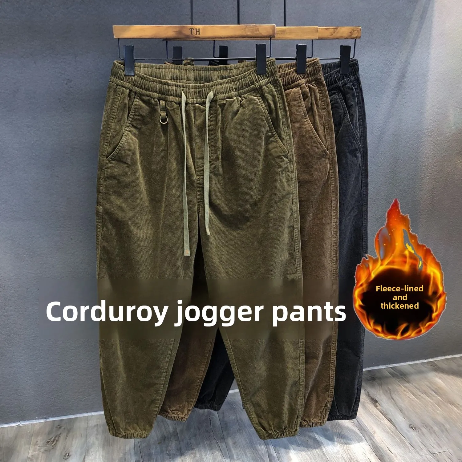 

Зимние вельветовые рабочие брюки Thiened Fce на подкладке, мужские повседневные брюки в стиле ретро в американском стиле, износостойкие для тяжелых работ