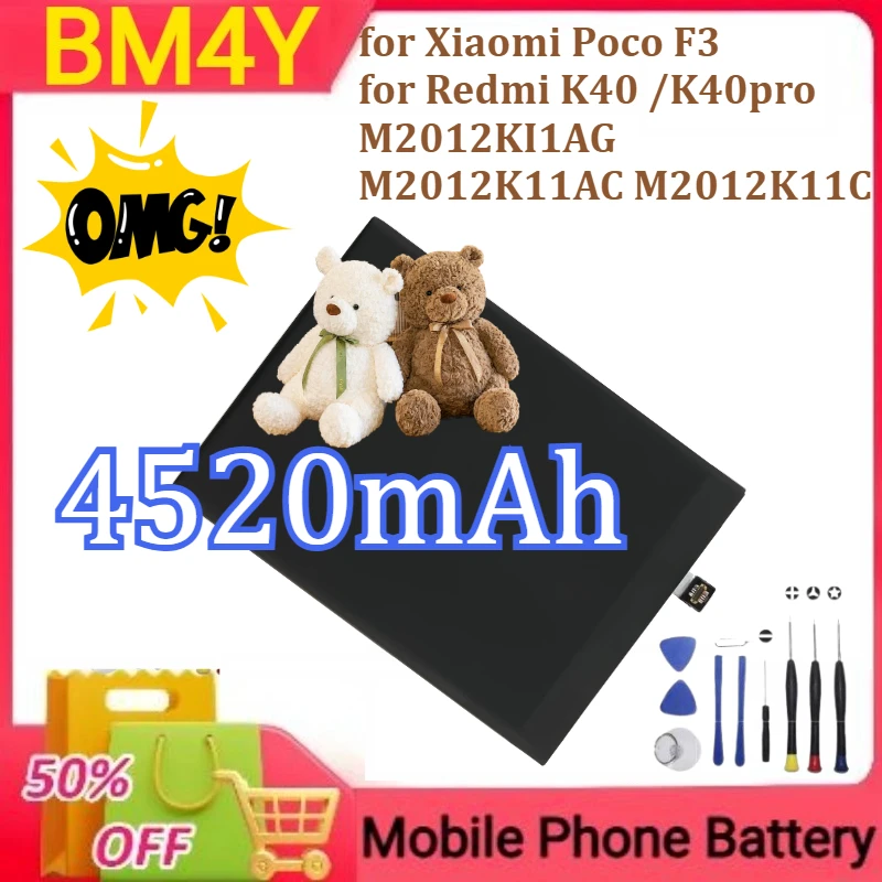 جديد بديل BM4Y لشاومي بوكو F3 ل Redmi K40 /K40pro M2012KI1AG M2012K11AC M2012K11C بطارية الهاتف المحمول 4520mAh + أدوات #1
