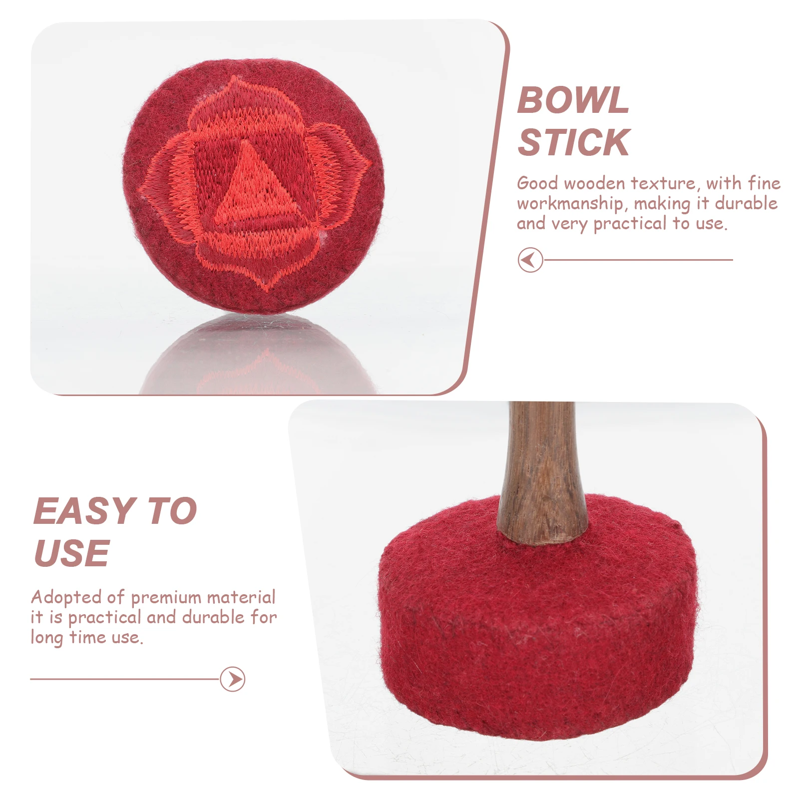 

Buddha Sound Bowl Knocking Stick Singing Bowl Mallet Wooden Texture Portable Travel Vacation Gift Idea Musical Instruments