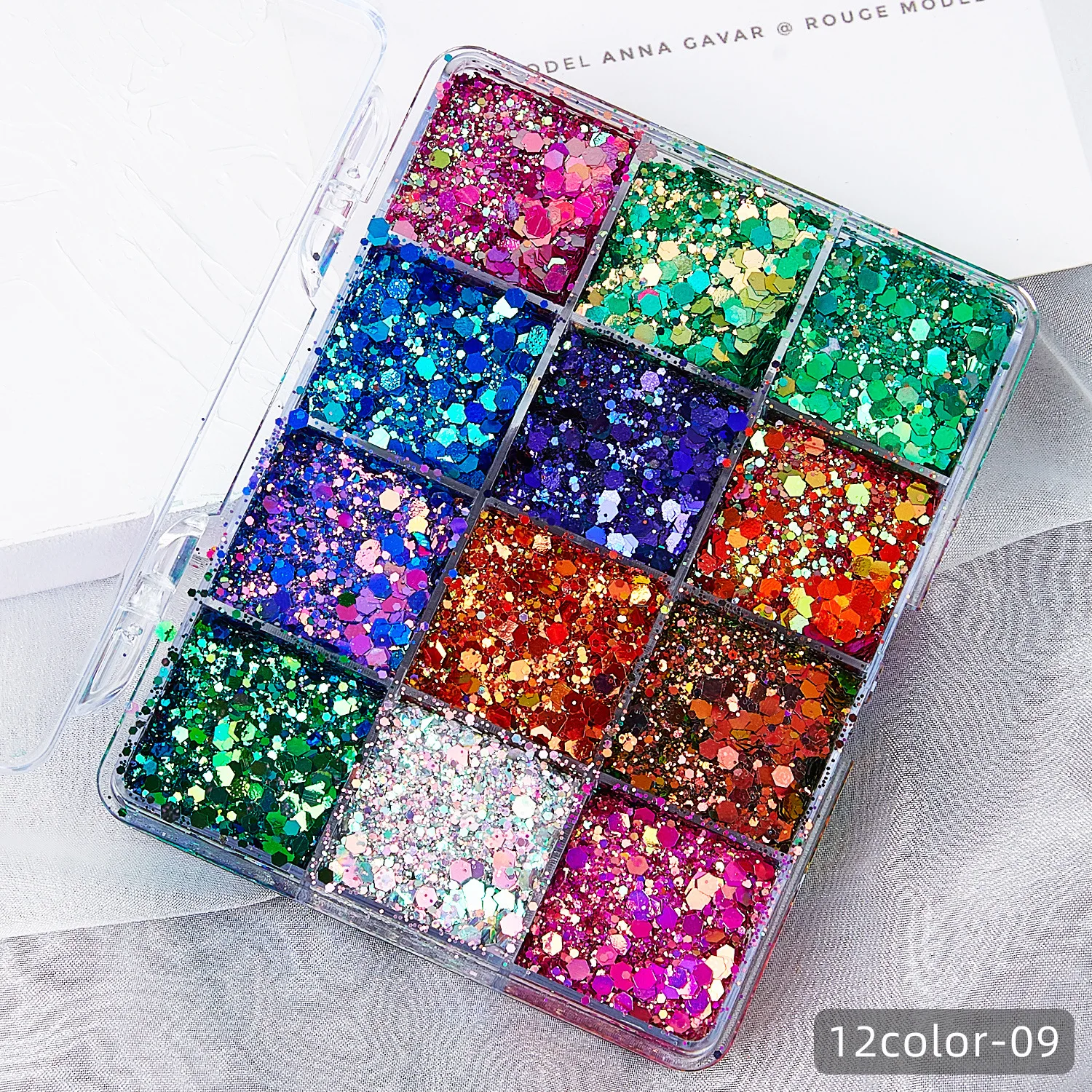 

12 Color Festival Body Chunky Glitter Gel Face Hair Nail Eye Decoration Loose Sequins Holographic Glitter Sets