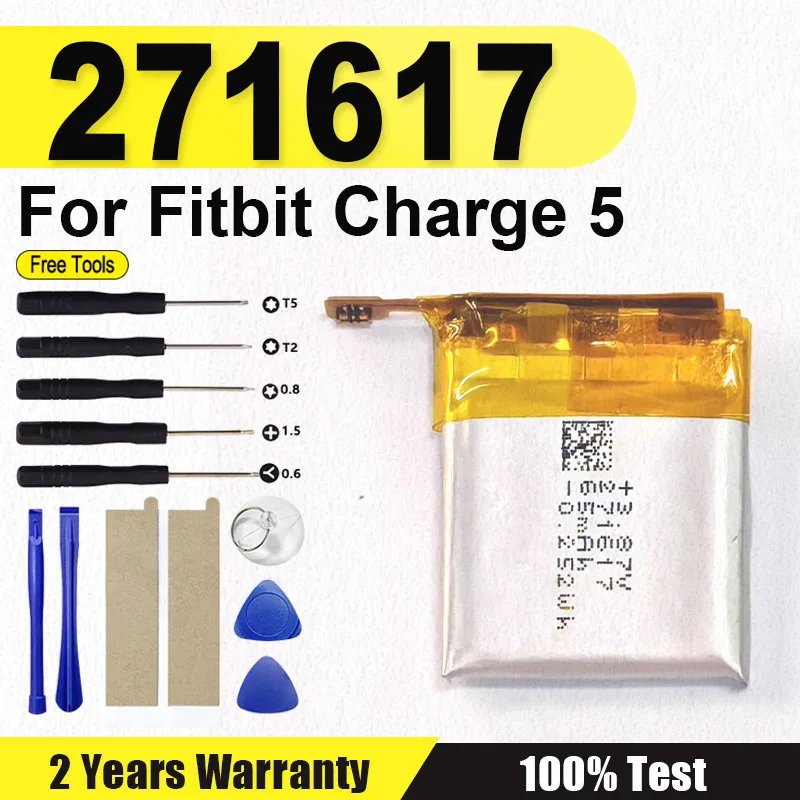 

271617 НОВАЯ сменная батарея 65 мАч для Fitbit Charge 5 Charge5, умные спортивные часы, аккумулятор + бесплатные инструменты