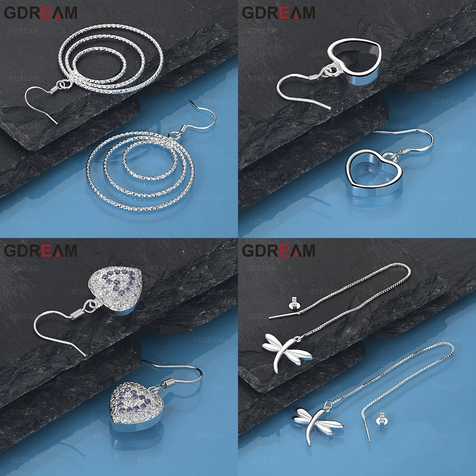 

GDREAM 925 Sterling Silver Hollow Heart-Shaped Earrings Fashionable Commuter Personality Ladies Gift Jewelry