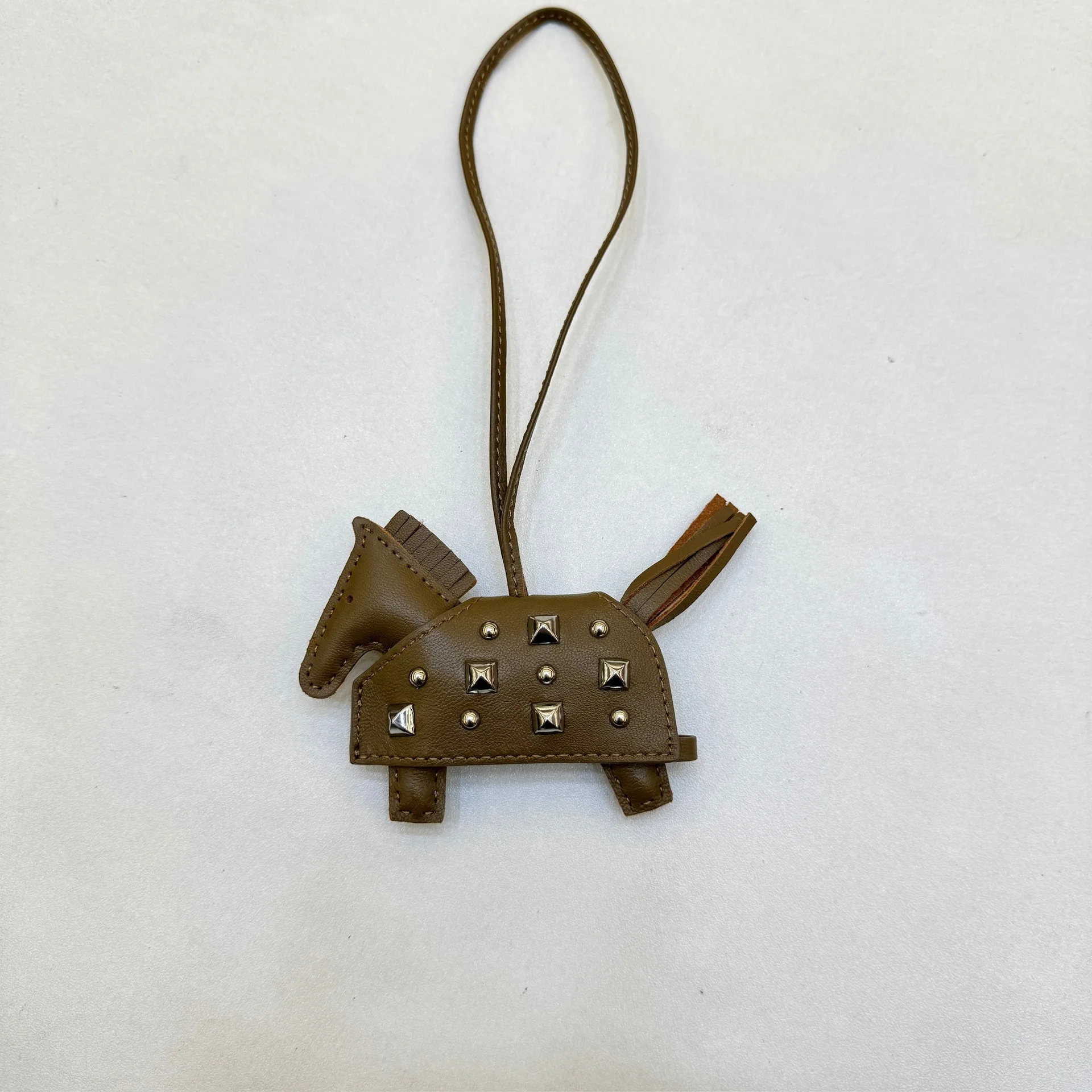 Soft Leather Pony Pendant, Car Pendant, Key Pendant, Handmade Leather New Rivets War Horse Bag Charm, Bag Charm Leather